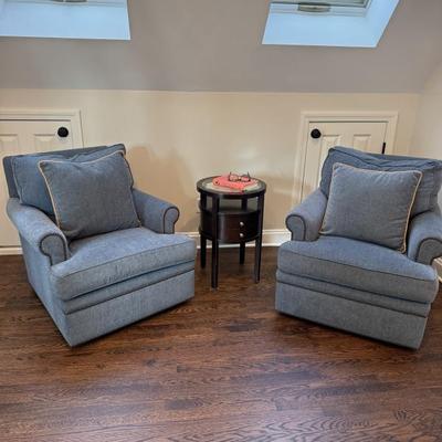 Coastal Collection Accent Custom Upholstered Swivel Chair (2 available) 32” W X 36” D X 33” H