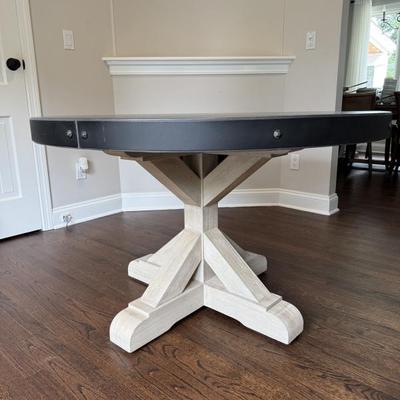 Restoration Hardware English Trestle Table with Zinc Top 48” W x 30” H x 48” D
