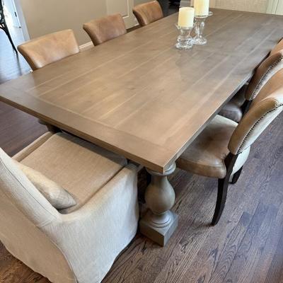 Restoration Hardware St James Dining Table in Antiqued Grey Oak 
43.5” W x 96” L x 30” H
