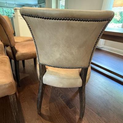 Restoration Hardware  Adele Leather Dining Side Chairs  (Six) 20” W x 24.5” D x 35” H