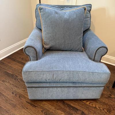 Coastal Collection Accent Custom Upholstered Swivel Chair (2 available) 32” W X 36” D X 33” H