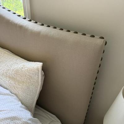 Pottery Barn King Size Nailhead Camelback Upholstered Bed
80” W X 97” D X 51” H