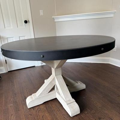 Restoration Hardware English Trestle Table with Zinc Top 48” W x 30” H x 48” D