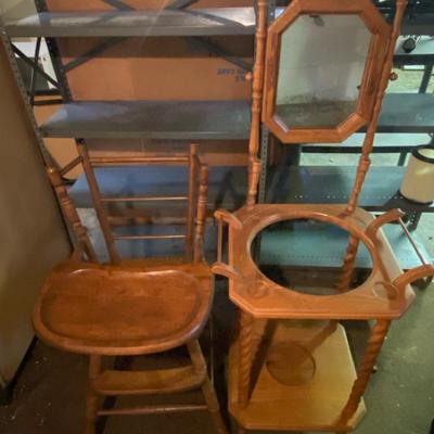 Vintage Wash Stand And High Chair