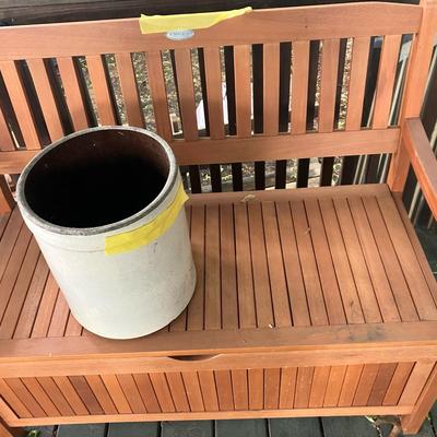 Wooden Bench And #4 Crock