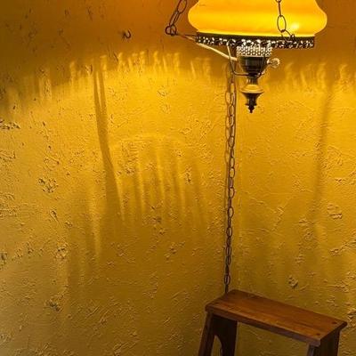 Vintage Swagged Lamp And Convertible Ladder/ Chair