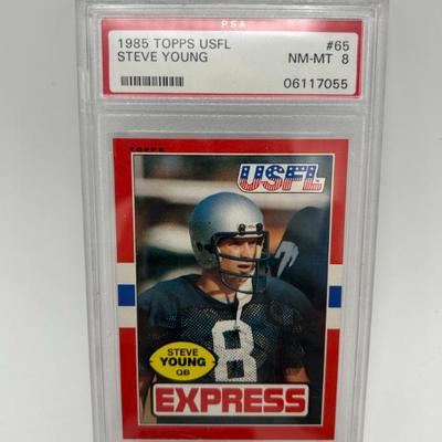 129 psa graded nm mt 8 1985 steve young usfl topps football card