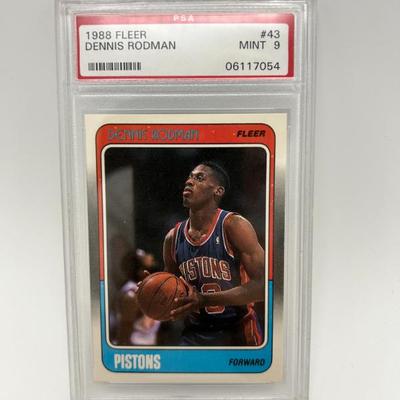 132 psa graded mint 9 1988 dennis rodman pistons fleer basketball card
