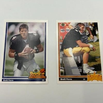 312 2) brett favre rookie cards upper deck 1991 647 & 13