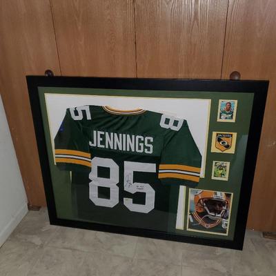 9 jennings autograhed green bay packer super bowl jersey