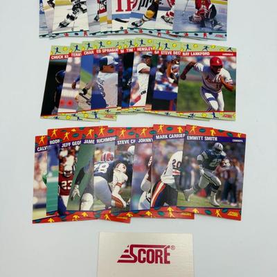 135 1991 score nfl mlb, nhl cards