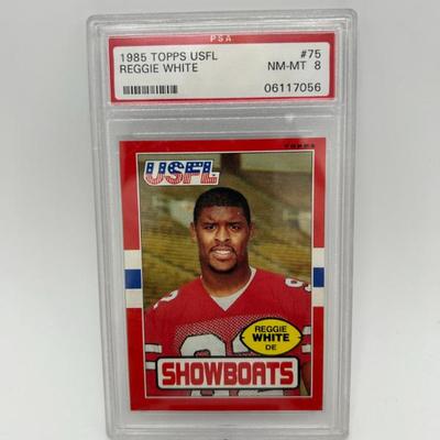 131 psa graded nm mt 8 1985 reggie white topps usfl football card