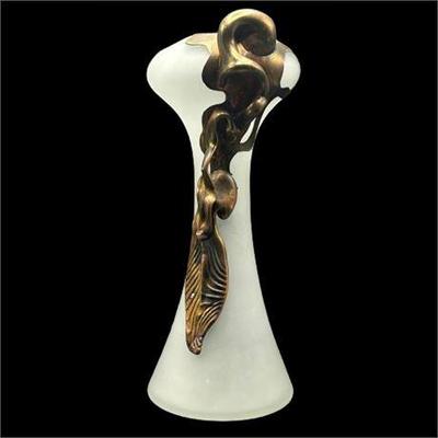 Lot 013  
Filip Ravert Satin Glass Vase With Copper Overlay