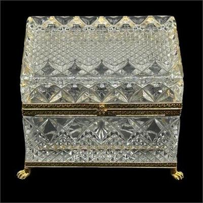 Lot 012  
Cut Crystal and Ormolu Hinged Box