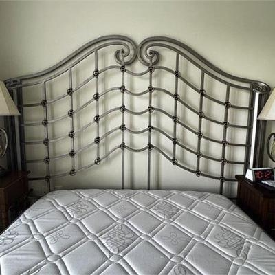 Lot 151-316  
Ornate Brushed Steel and Brass Headboard