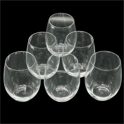 Lot 140-036 
Chef and Sommelier Stemless Wine Glasses, Set of Six (6)