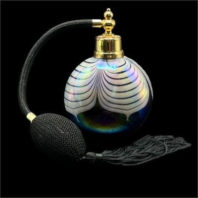 Lot 023  
Iridescent Glass Perfume Bottle With Atomizer and Tassel