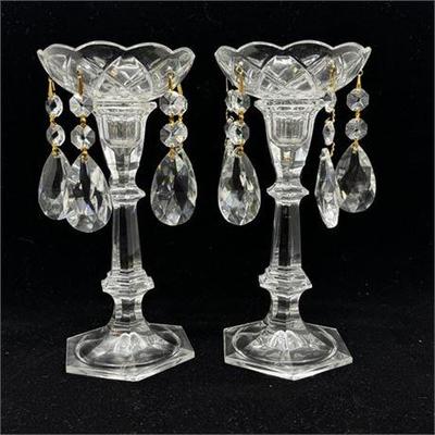 Lot 020-246
Crystal Candlesticks With Prisms, Two (2)