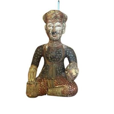 Lot 100-186  
Hand Carved Wooden Seated Rajasthan Man