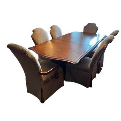 Lot 012-193  
Formal Dining Table With Upholstered And Skirted Chairs