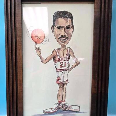 Framed Caricature of Stacy King Chicago Bulls 