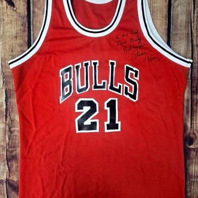 Signed Stacey King Chicago Bulls Jersey