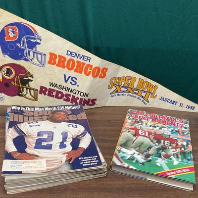 “NFL” Super Bowl XXII Flag & “Sports Illustrated” 