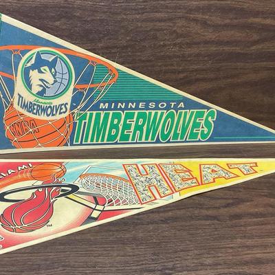 Vintage “Minnesota Timberwolves” & “Miami Heat” NBA Flags 