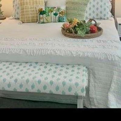King Bed, Bench, Bedding and Decor