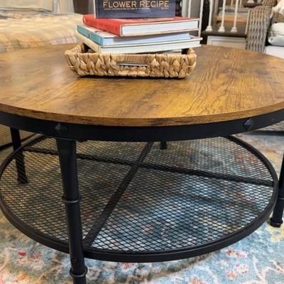 Round Metal Coffee Table and Books
