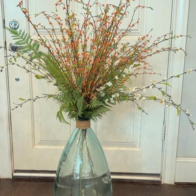 Large Glass Vase With Greenery