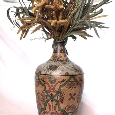 Large Colorful Pottery Vase And Greenery 