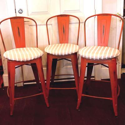 Three Metal Barstools 