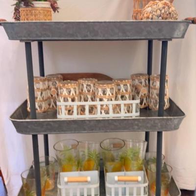 Metal Bar Cart And Accessories