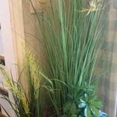 3 Artificial Green Plants In Woven Baskets 
