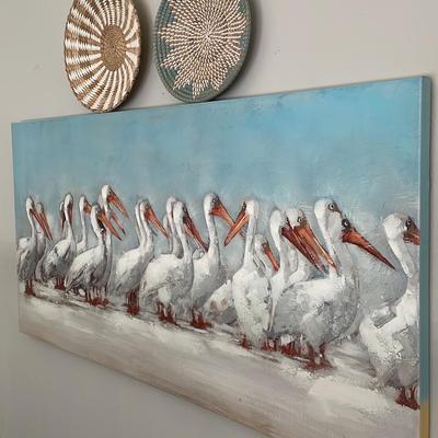 Canvas Art Print Of A Group Of White Pelicans (2nd Floor)