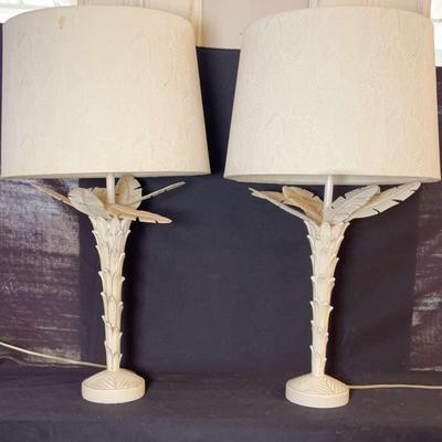 Pair Of Palm Leaf Style Lamps
