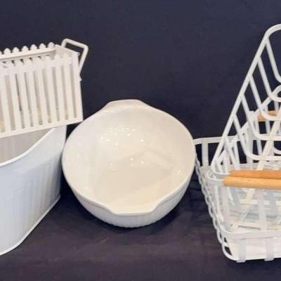 White Metal Storage/serving Containers 
