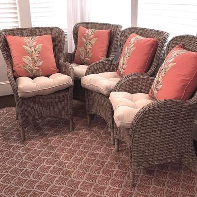 Four Wicker Chairs with Cushions
