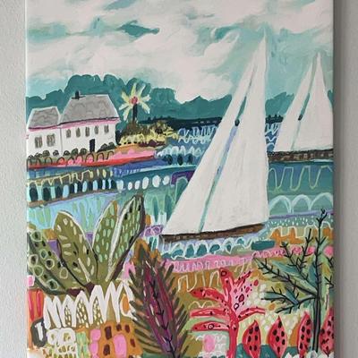 Karen Fields Canvas Two Sailboats and Cottage (2nd Floor)