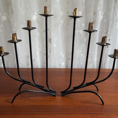 Vintage 1960’s Josef Schmirler By Kunstschmiede Austria 2 Pc Candelabra Set