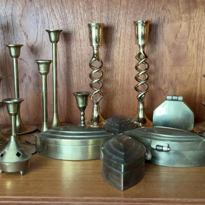 Brass Candlesticks, Boxes and Trinkets
