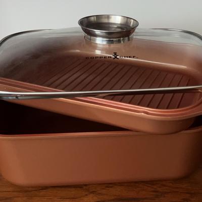 New Copper Chef Wonder Cooker XL w/ Lidded Roaster Pan & Grill