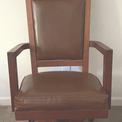 1970s Honduran Mahogany & Leather King's Back Office Chair