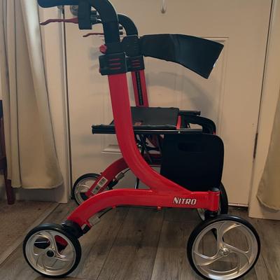 drive Nitro Deluxe Walker W/ Attached Carrying Basket And Seat
