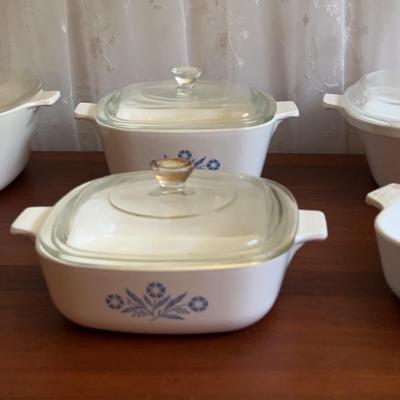 10 Piece Corning Ware Blue Cornflower Casserole Dishes 