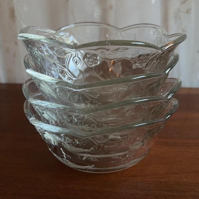 Anchor Hocking Savannah Embossed Floral Clear Single Serve Bowls