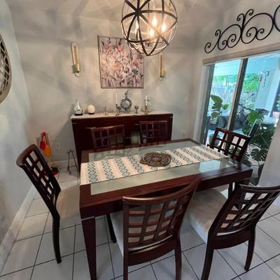 Sale Photo Thumbnail #36: Glass-Top Dining Table (Espresso wood) + 6 Chairs 