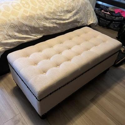 Sale Photo Thumbnail #9: Adler Ivory Tufted Storage Bench Ottoman