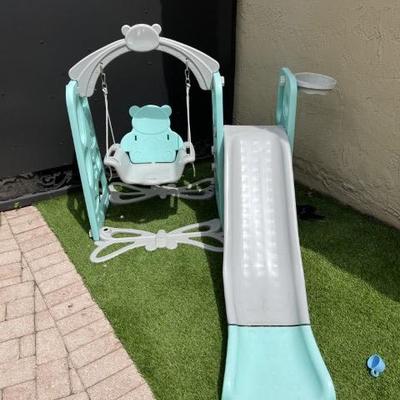 Sale Photo Thumbnail #27: Arlopu 4-in-1 Toddler Slide & Swing Set w/ Extra-Long Slide & Hoop